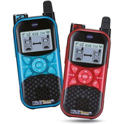VTech - KidiTalkie Explorer Azul/Rojo, Walkie-Talkies Infantiles con Linterna y Efectos de Voz, Envío de Mensajes, Función de Ca