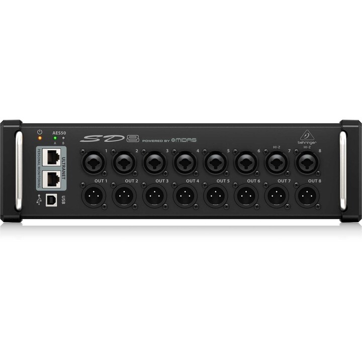 Caja de E/S Behringer SD8 Digital Snake con 8 preamplificadores MIDAS
