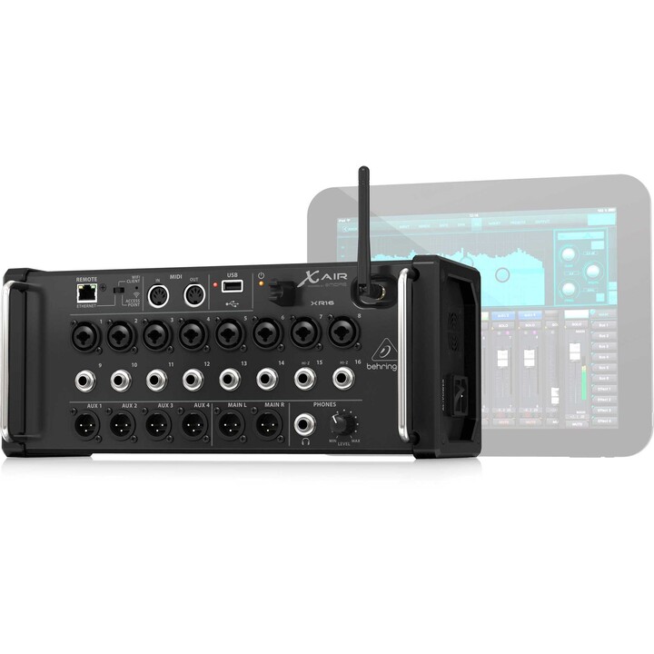 Behringer X AIR XR16 Mixer digital de 16 entradas para tablets iPad/Android com 8 pré-amplificadores Midas programáveis, 8 entra