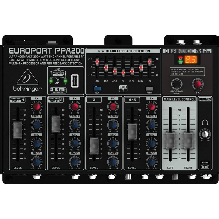 Behringer PPA200 sistema de megafonía Sistema de megafonía independiente 200 W Negro