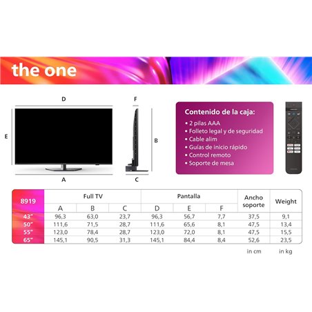 Philips 65PUS8919/12 65" 4K Ultra HD Ambilight Smart TV Wifi Negro - Televisor