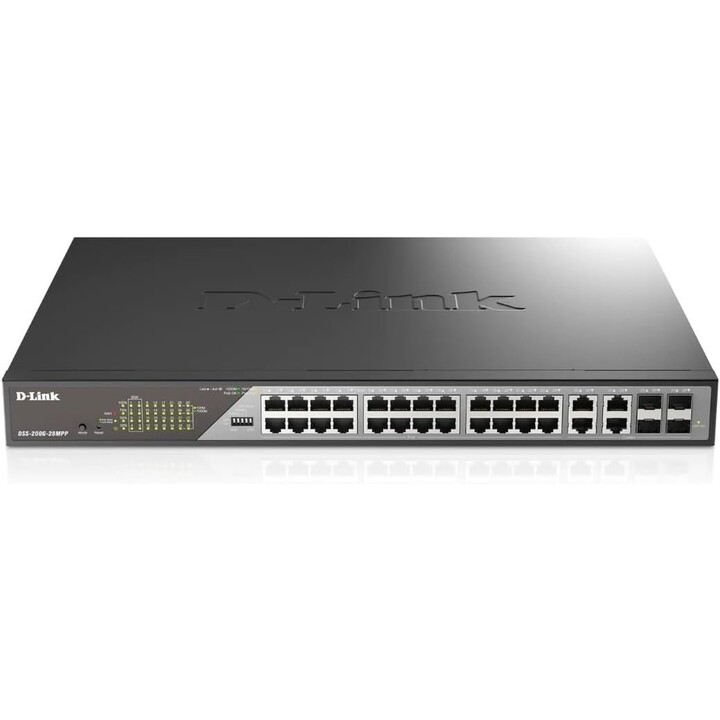 Poe+ longue portée Gigabit à 28 ports
