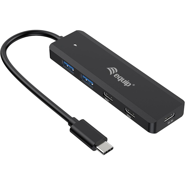 Hub equip usb-c 4 ports 2xusb-c 3.2 + 2xusb 3.0 black