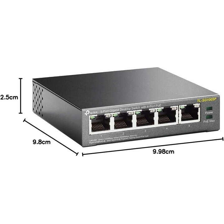 TP-Link TL-SG1005P Network Links Unmanaged Gigabit Ethernet (10/100/1000) Power over Ethernet (PoE) Black