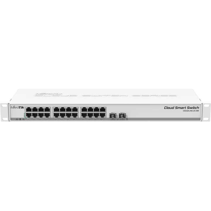 MikroTik CSS326-24G-2S+RM Managed Network Switch, 24x Gigabit Ethernet, 2x SFP+, PoE, 1U