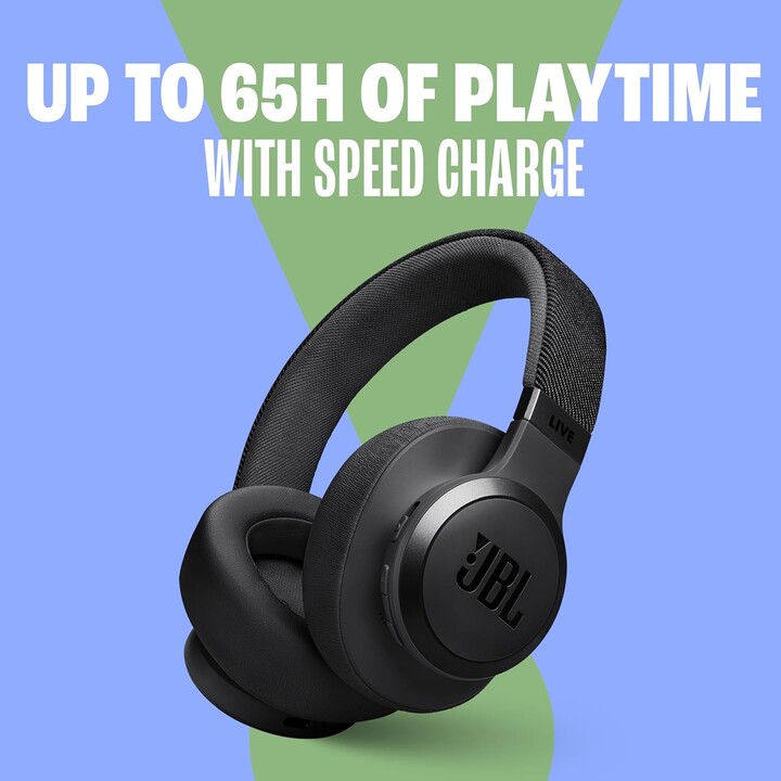 Cuffie JBL Live 770NC True Wireless On-Ear con Smart Ambient, 65 ore di riproduzione, nere