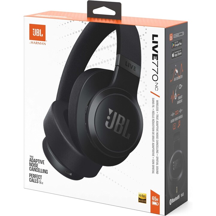Cuffie JBL Live 770NC True Wireless On-Ear con Smart Ambient, 65 ore di riproduzione, nere