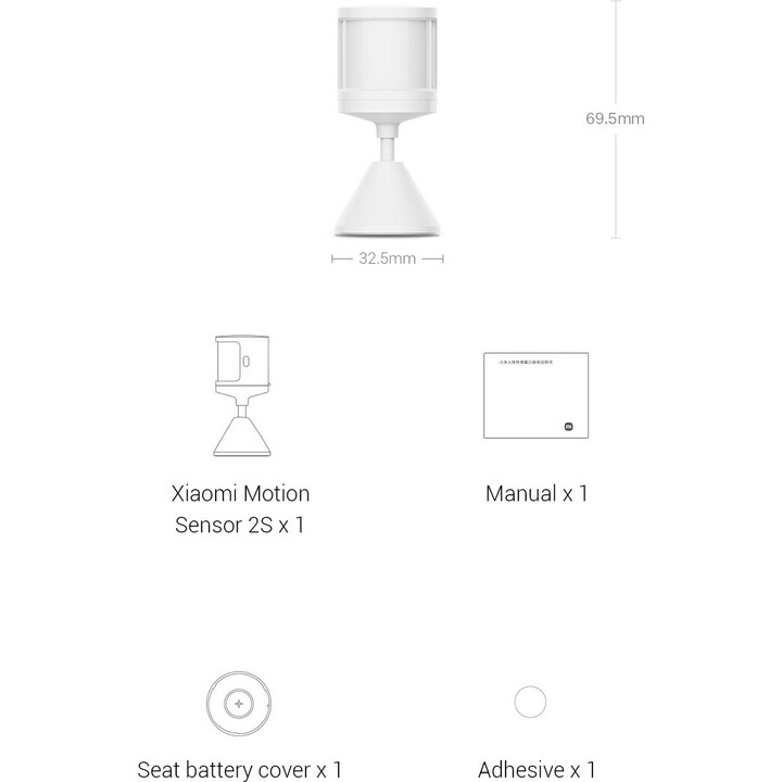 Xiaomi Motion Sensor 2S Bianco - Sensore di presenza
