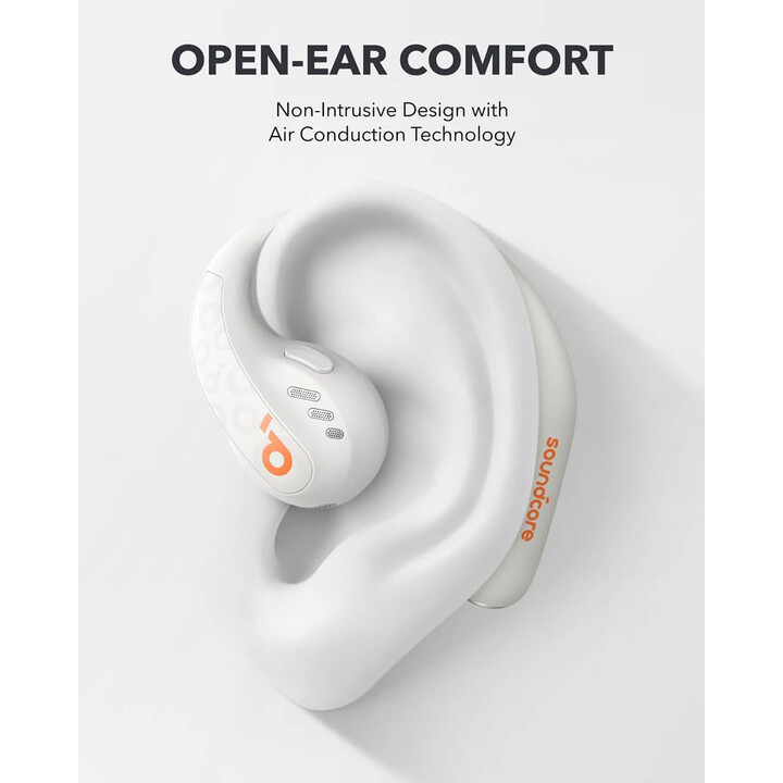 Soundcore AeroFit Pro, Air Conduction Wireless Bluetooth Earbuds, LDAC, IPX5, 46 Hours, App Control, White