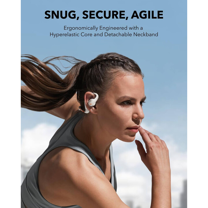 Soundcore AeroFit Pro, kabellose Bluetooth-Ohrhörer mit Luftleitung, LDAC, IPX5, 46 Stunden, App-Steuerung, Weiß