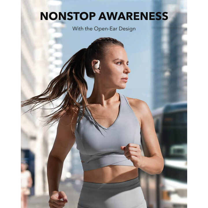 Soundcore AeroFit Pro, Air Conduction Wireless Bluetooth Earbuds, LDAC, IPX5, 46 Hours, App Control, White
