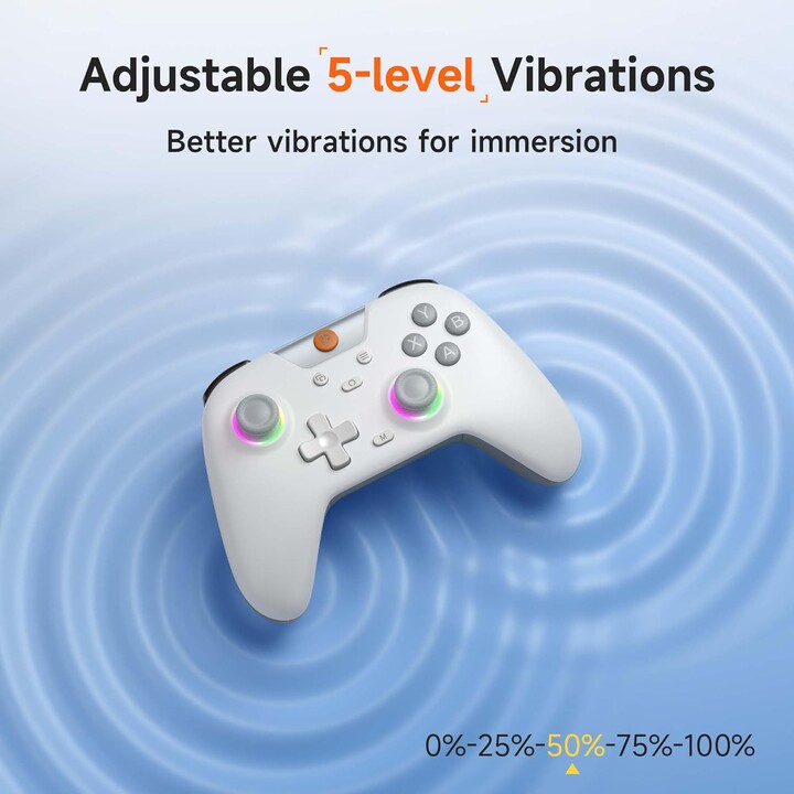 EasySMX X05 2,4 g kabelloser Gaming-Controller mit Hall-Effekt für PC/Steam/iPhone/Android/Switch – Weiß