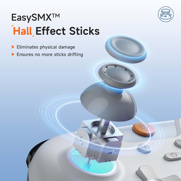 EasySMX X05 2,4 g kabelloser Gaming-Controller mit Hall-Effekt für PC/Steam/iPhone/Android/Switch – Weiß