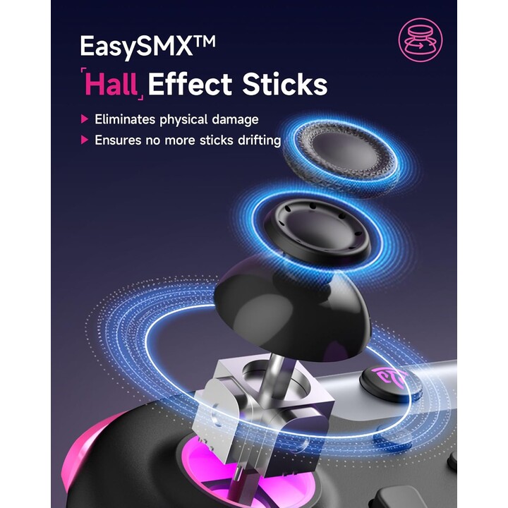 Controller da gioco wireless EasySMX X05 2.4g con effetto Hall per PC/Steam/iPhone/Android/Switch - nero