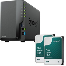 Synology DiskStation DS224+ 2 bay NAS server empty housing + 8 TB Synology Plus 3.5"" SATA HDD hard drive (2x4TB)