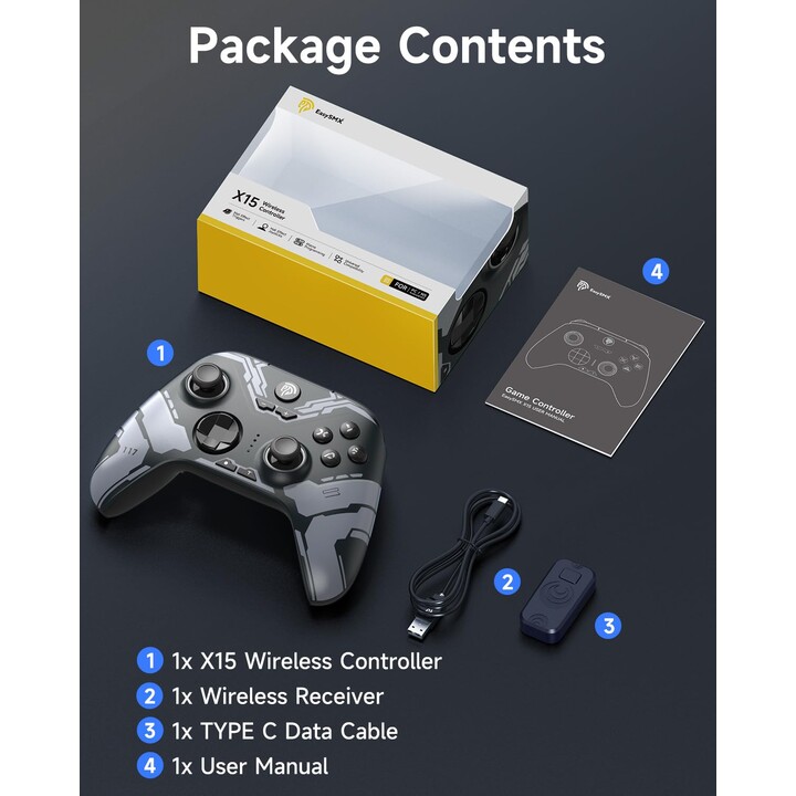 EasySMX X15 - Controller con joystick Hall/trigger Hall per PC Windows, Android, Steam e Switch