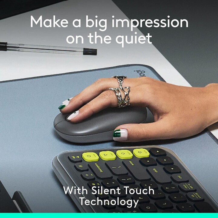 Logitech POP Mouse, mouse sem fio com emojis personalizáveis, tecnologia SilentTouch, rolagem de precisão/velocidade