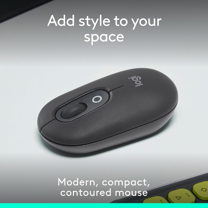 Logitech POP Mouse, mouse wireless con emoji personalizzabili, tecnologia SilentTouch, scorrimento preciso/veloce