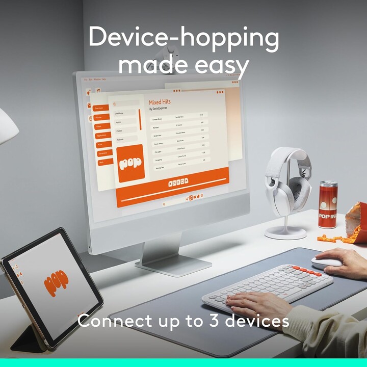 Logitech POP Mouse, mouse wireless con emoji personalizzabili, tecnologia SilentTouch, scorrimento preciso/veloce