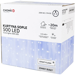 Extralink Icicle Curtain 500l Cold White + Cold Flash, LENGTH 3+20M