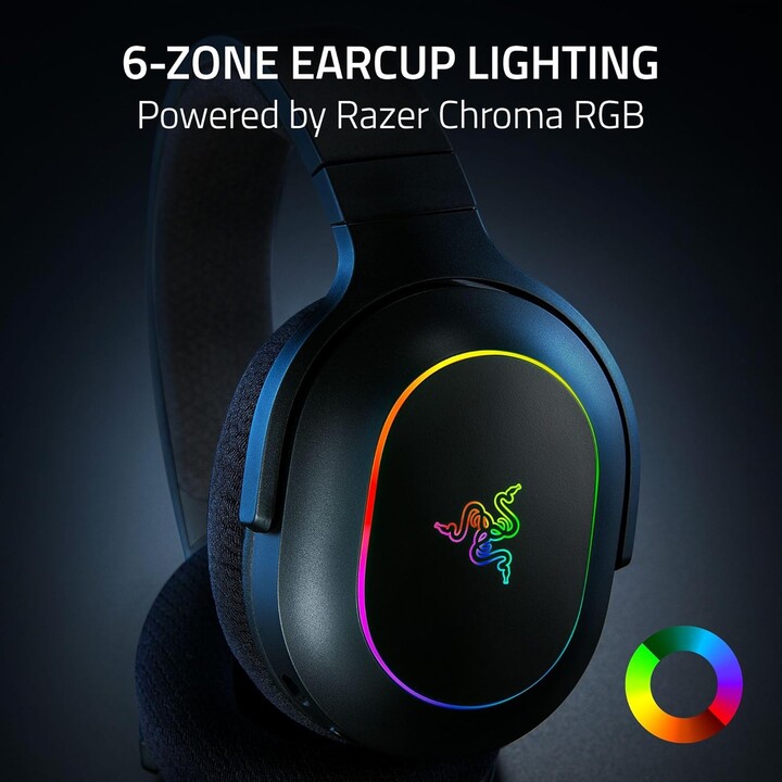 Razer Barracuda X Chroma - Auriculares inalámbricos multiplataforma para juegos con 6 zonas Chroma RGB, negro