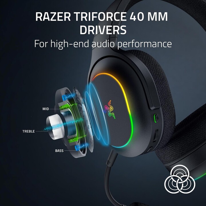 Razer Barracuda X Chroma - Auriculares inalámbricos multiplataforma para juegos con 6 zonas Chroma RGB, negro