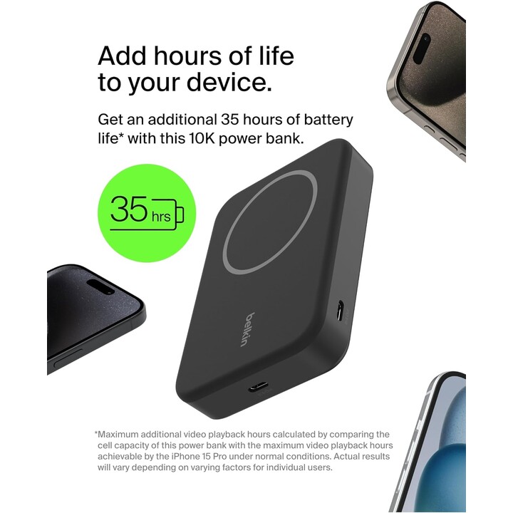 Belkin BoostCharge Pro batería externa magnética Qi2 8K negra