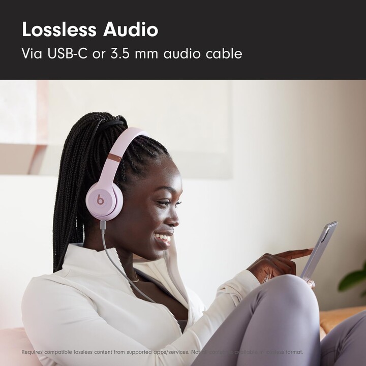 Beats Solo 4, cuffie auricolari wireless Bluetooth, fino a 50 ore, rosa nuvola
