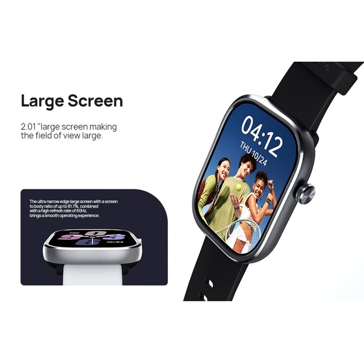 Mibro C4 Smartwatch, 2-Zoll-Bildschirm, Bluetooth-Anruf, schlankes Design, 24-Stunden-Blutsauerstoff-Herzfrequenzüberwachung, Gr