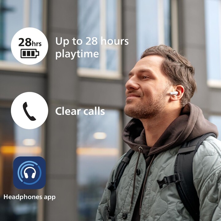 Philips TAT2139WH Casque Bluetooth avec étui de chargement/ Autonomie 7h/ Blanc