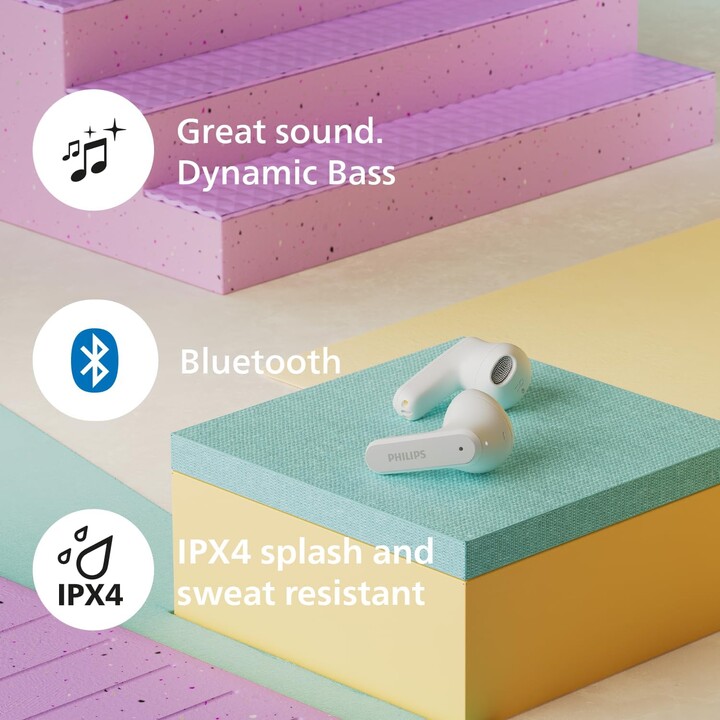 Philips TAT2139WH Bluetooth headphones with charging case/ 7h battery life/ White