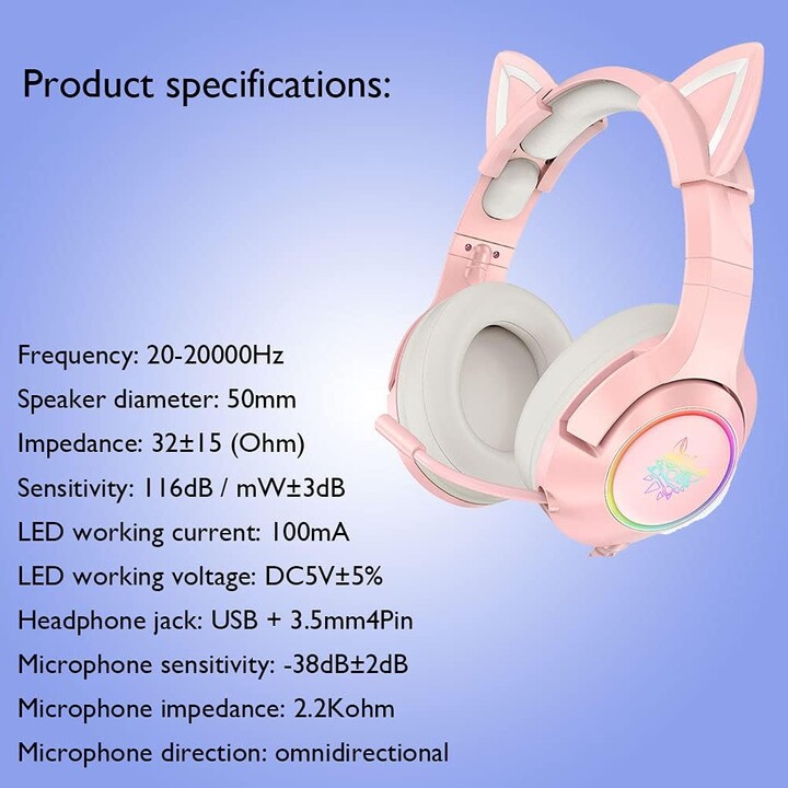 ONIKUMA K9 RGB Rosa - Auscultadores para jogos