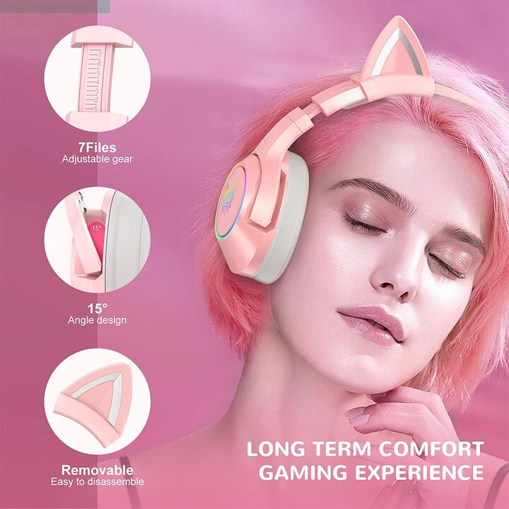 ONIKUMA K9 RGB Rosa - Auscultadores para jogos