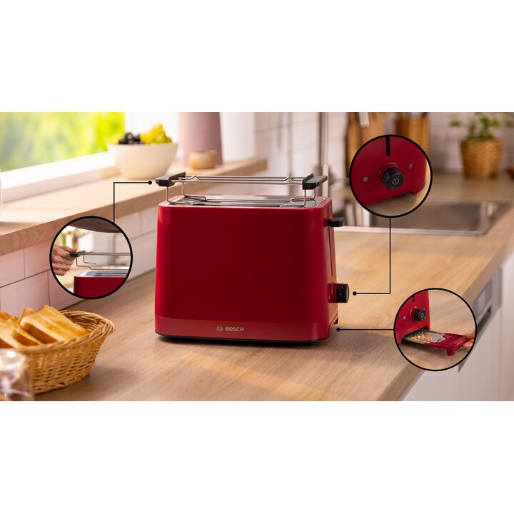 Bosch TAT3M124 Toaster 2 Scheibe(n) 950 W Rot