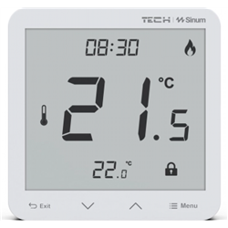 Tech Sinum R-S3 Raumthermostat mit Feuchtigkeitsmessung, kabelgebundener SBUS, Aufputzmontage, weiße Farbe