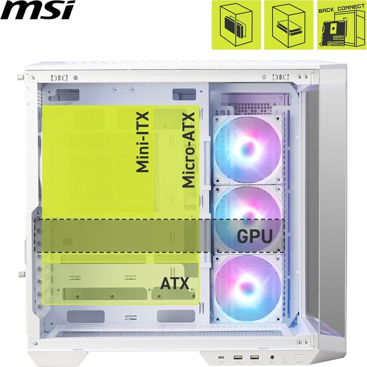 Caja MSI MAG PANO 100R PZ, color Blanco