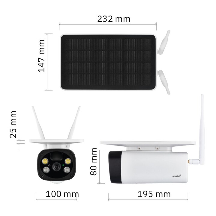 OMAJIN OSC-01-EU Solar Wireless Security Camera White, Black