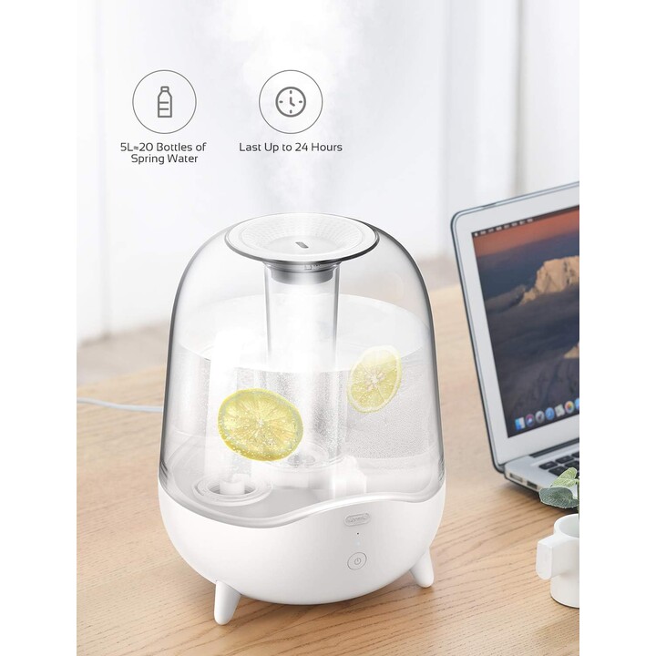 Deerma F325, 5 Liter Ultrasonic Humidifier with Transparent and Silent Design for Home, White