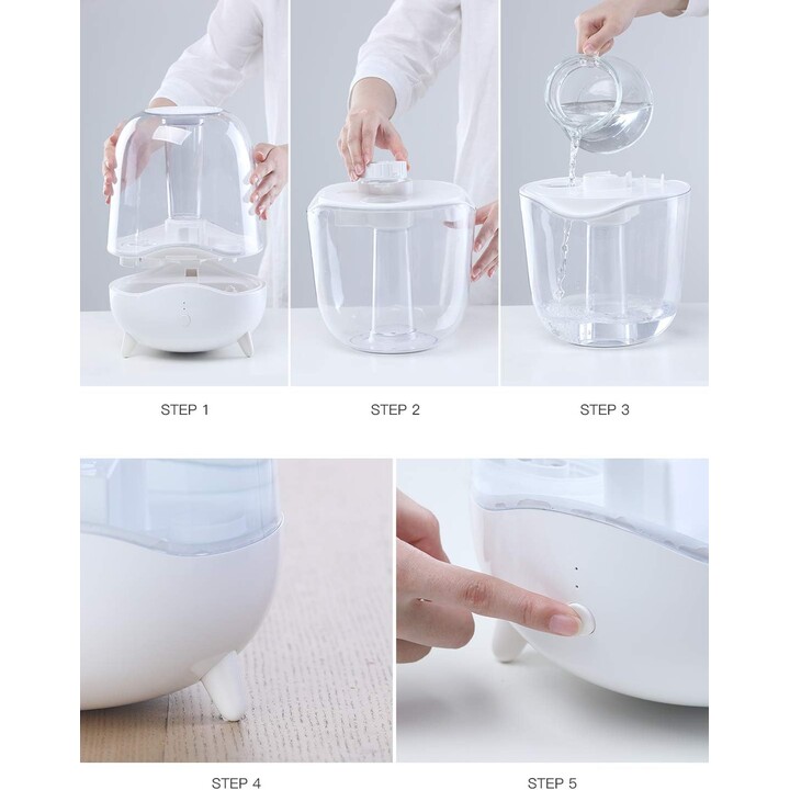 Deerma F325, 5 Liter Ultraschall-Luftbefeuchter mit transparentem und leisem Design für Zuhause, weiß