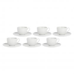 Set of 6 Corte Saucer Tea Cups - White, 200 ml
