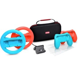 Gaming-Paket Trust Gaming GXT 1249/ Hartschale + 2 Joy-Con + 2 Lenkräder + gehärtetes Glas für Switch + Ladeständer