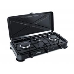 Promis KG300C Cocina de gas de 3 quemadores, negra