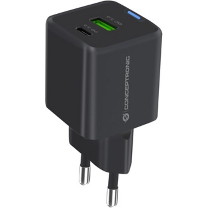 Conceptronic althea 33w usb-c + caricatore usb nero per la casa + cavo 3 in 1 usb-c / usb / lightning