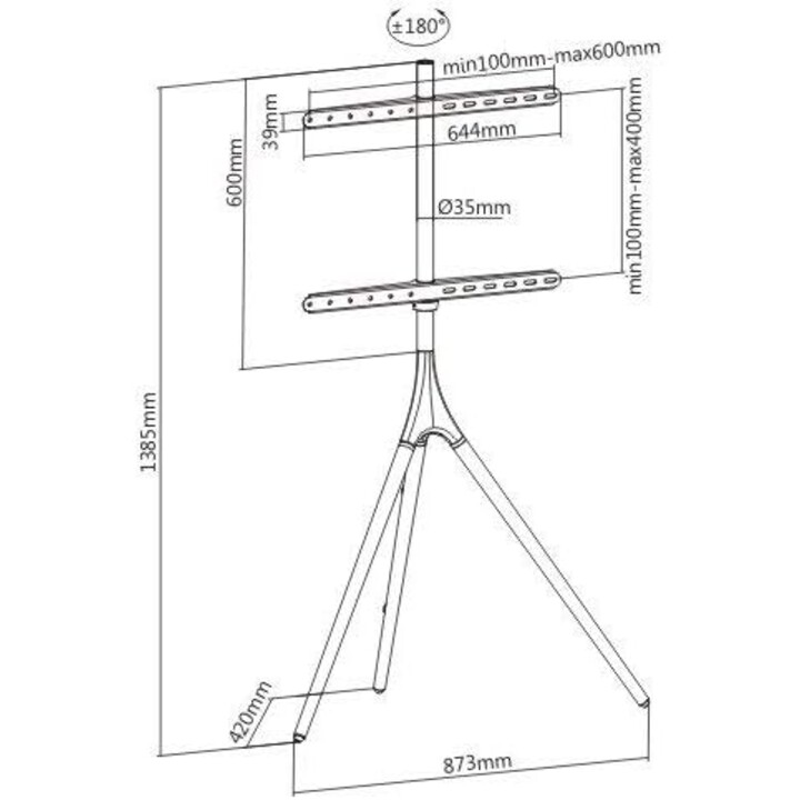 Support TV au sol 49-70 pouces 40kg bois Techly