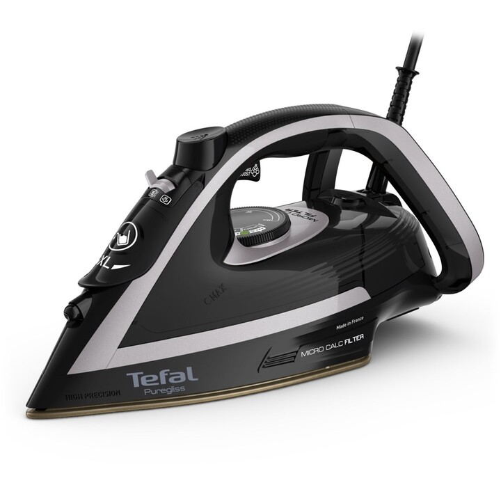 Tefal Puregliss FV8062E0 fer à repasser Fer à repasser à sec ou à vapeur Durilium AirGlide Autoclean soleplate 3000 W Noir, Gris