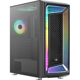 Aerocool INTERSTELLAR, ATX RGB semi-tower case, 3x PWM 120mm ARGB fans + 2x 120mm fans, black
