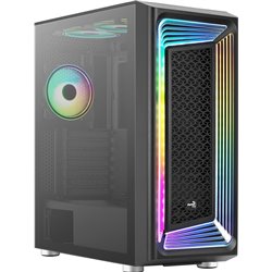Aerocool INTERSTELLAR, ATX RGB semi-tower case, 3x PWM 120mm ARGB fans + 2x 120mm fans, black