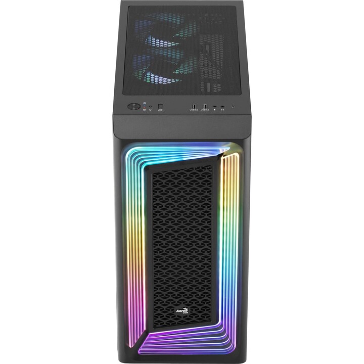 Aerocool INTERSTELLAR, ATX RGB semi-tower case, 3x PWM 120mm ARGB fans + 2x 120mm fans, black