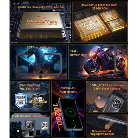 Cubot KingKong X Pro 6.72 Pulgadas 12GB 256GB Resolución 1080 x 2460 píxeles Dual Sim Negro rugged