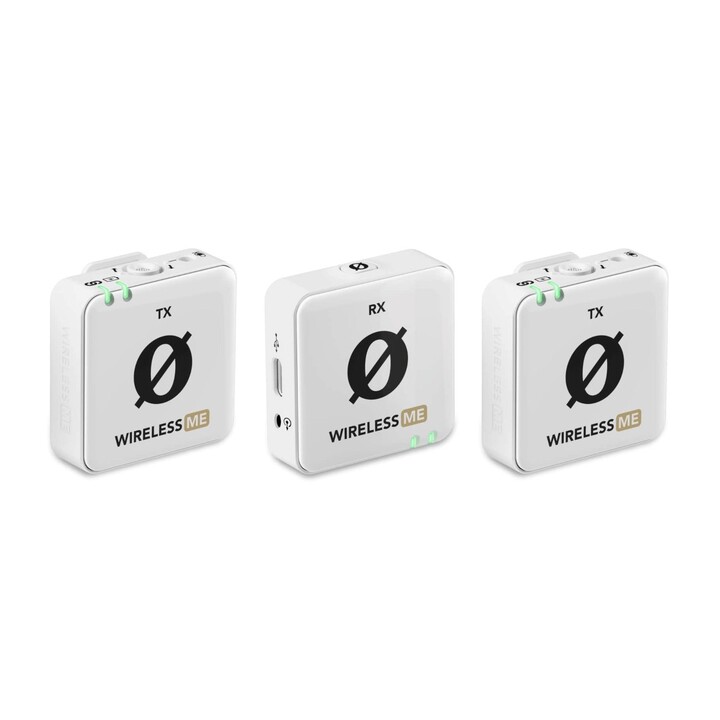 RØDE Wireless ME Dual White - compact wireless microphone system with two transmitters for dual-channel recording